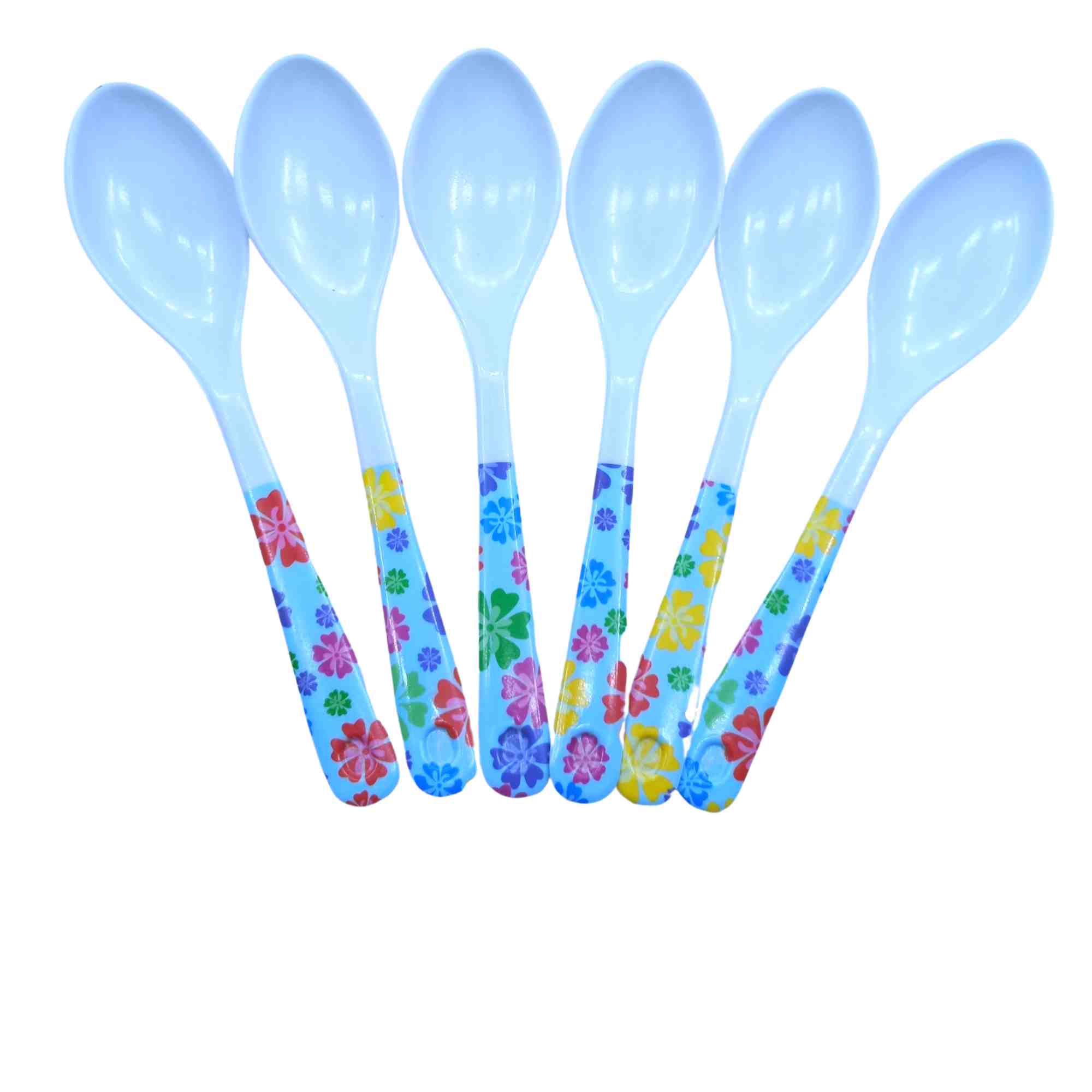 Plastic table, soup spoon, pink color, blue color printed handle Cutlery NowBuy.lk 3