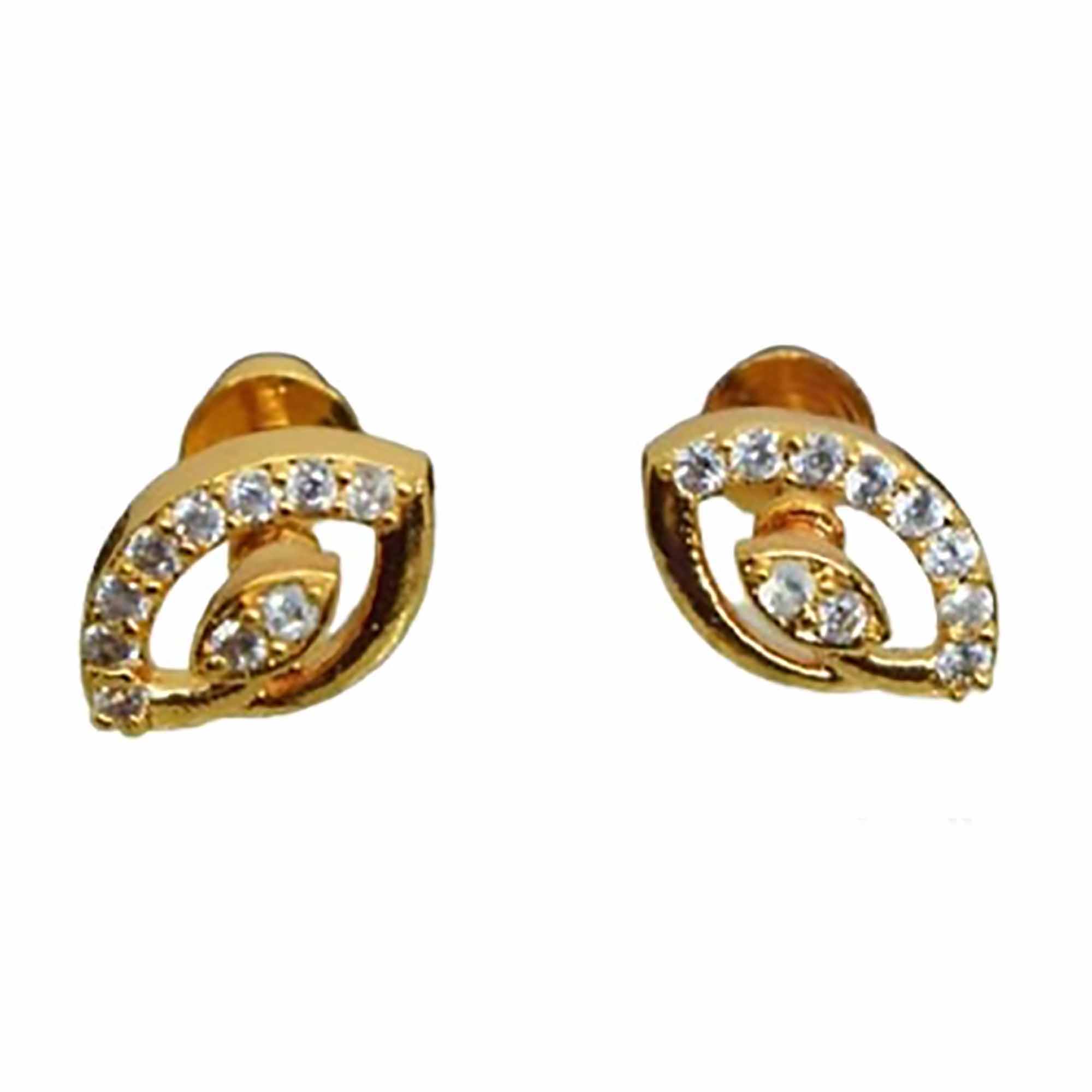 Gold plated Stylish Look Eye Theme New Earring With White stone Stud earrings NowBuy.lk 3