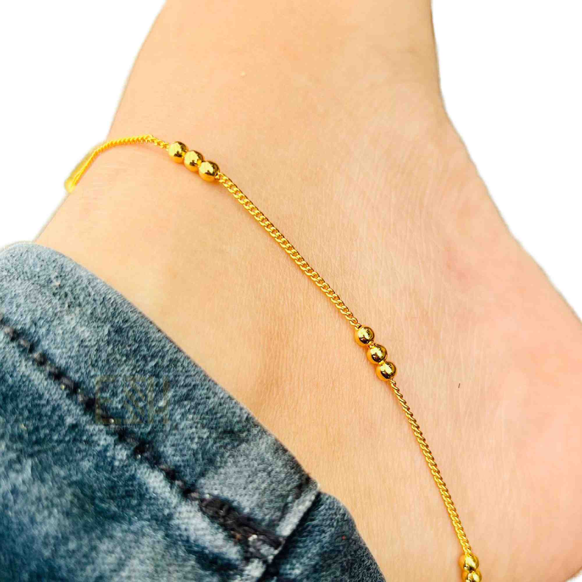 Gold Plated latest Ball Type Anklet Foot Jewelry 10inch Box Chain Kolusu for Women Anklets NowBuy.lk 3