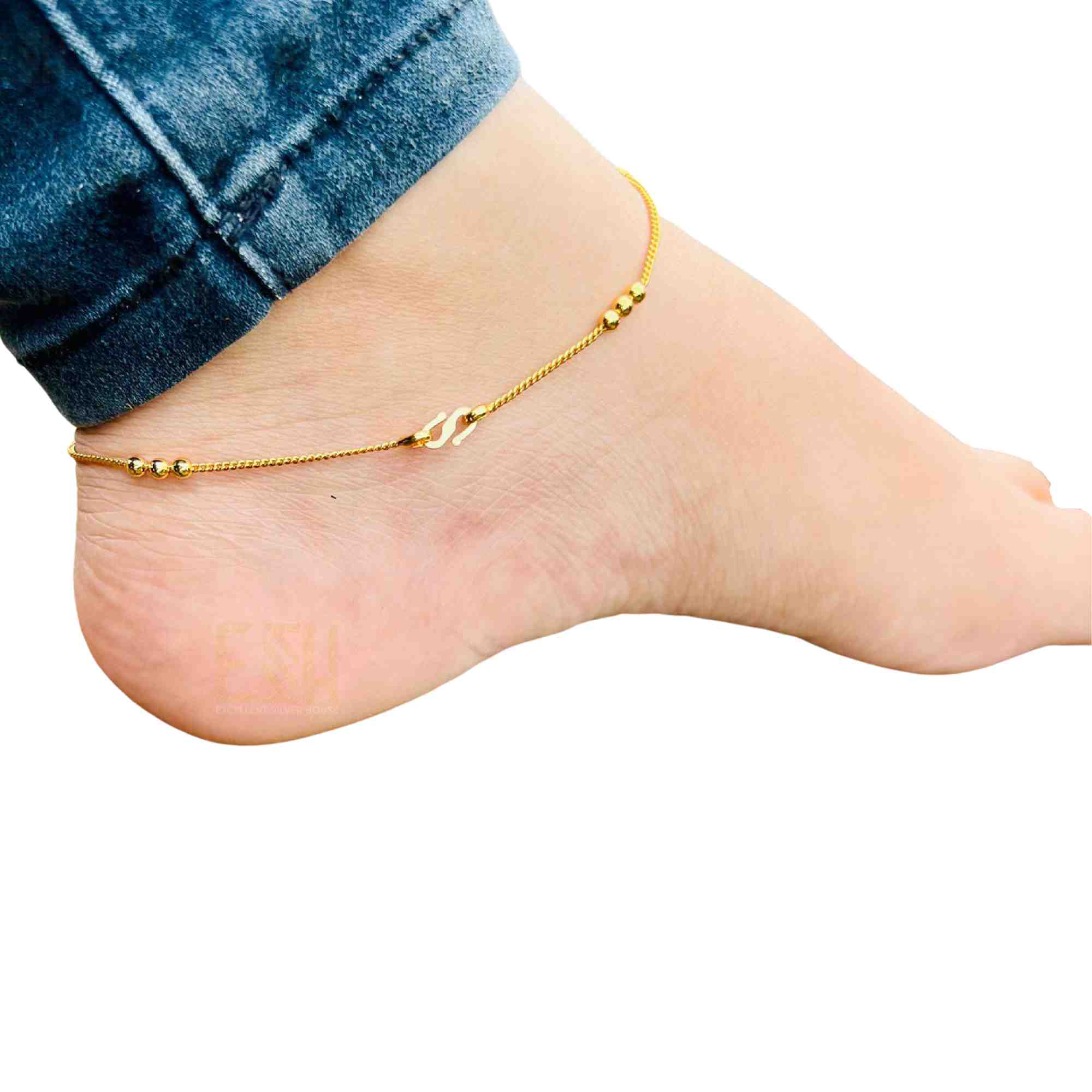Gold Plated latest Ball Type Anklet Foot Jewelry 10inch Box Chain Kolusu for Women Anklets NowBuy.lk 4