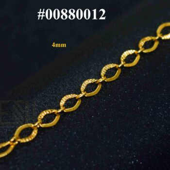 Gold plated 04MM Half Machine Cut Link Bracelet for Ladies (NBLK) – 4mm Bracelets & Bangles NowBuy.lk
