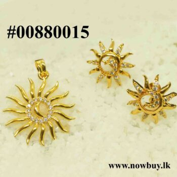 Gold Plated Sun Theme Pendant With Earrings For Women (NBLK) Stud earrings NowBuy.lk