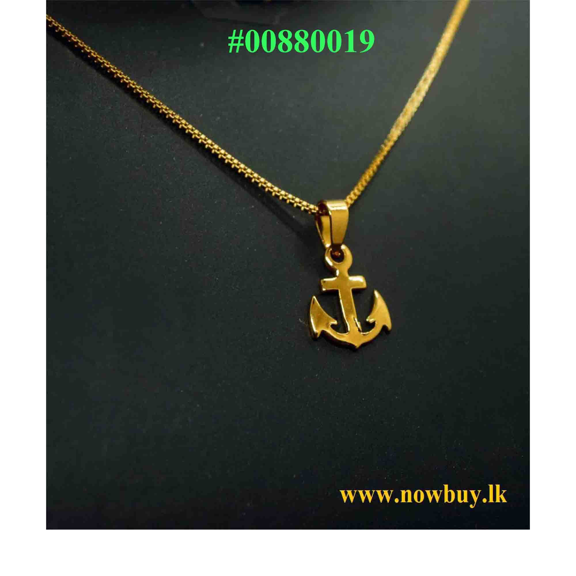 18/24 Inch Short Gold plated 01MM Small BK Box Chain With Small Anchor Pendant (NBLK) Necklaces NowBuy.lk 2