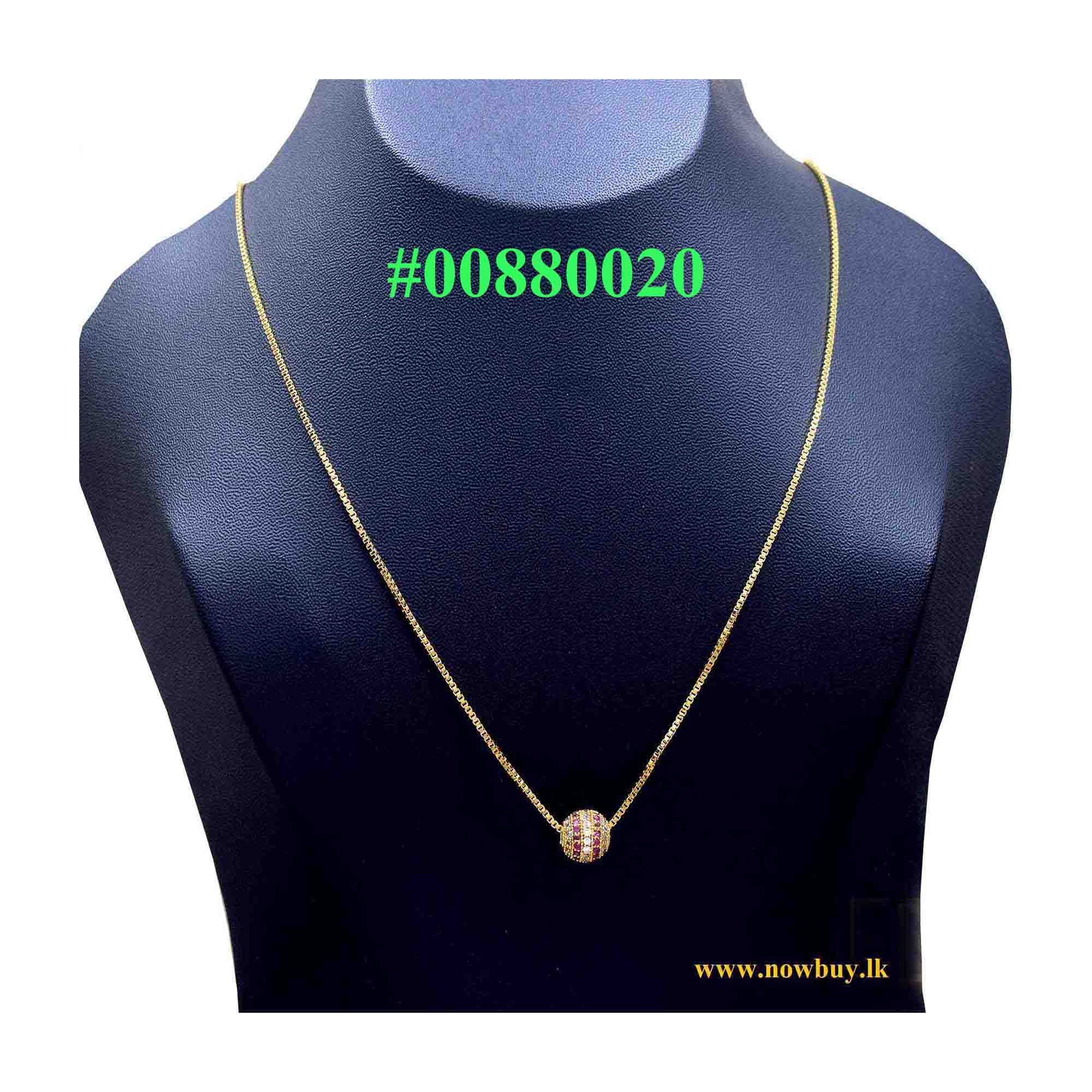 18Inch (45cm) Gold plated Rich look Box chain 01mm with RUBI Red color with Ball pendant (NBLK) Necklaces NowBuy.lk 2