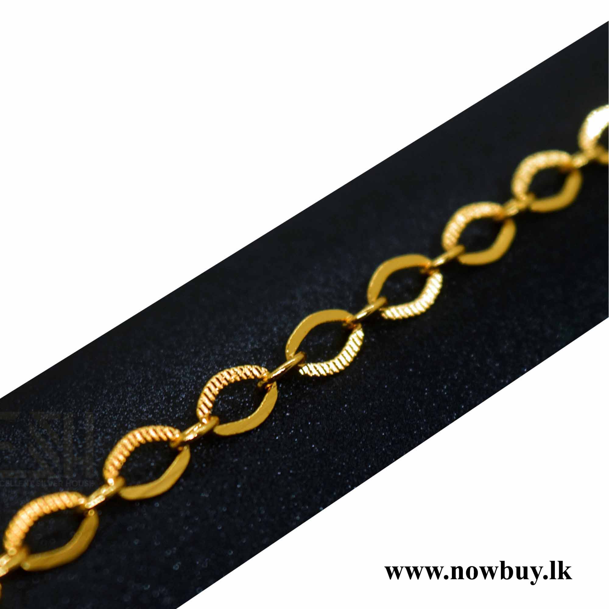 Gold plated 05MM Half Machine Cut Link Bracelet for Ladies (NBLK) – 5mm Bracelets & Bangles NowBuy.lk 3