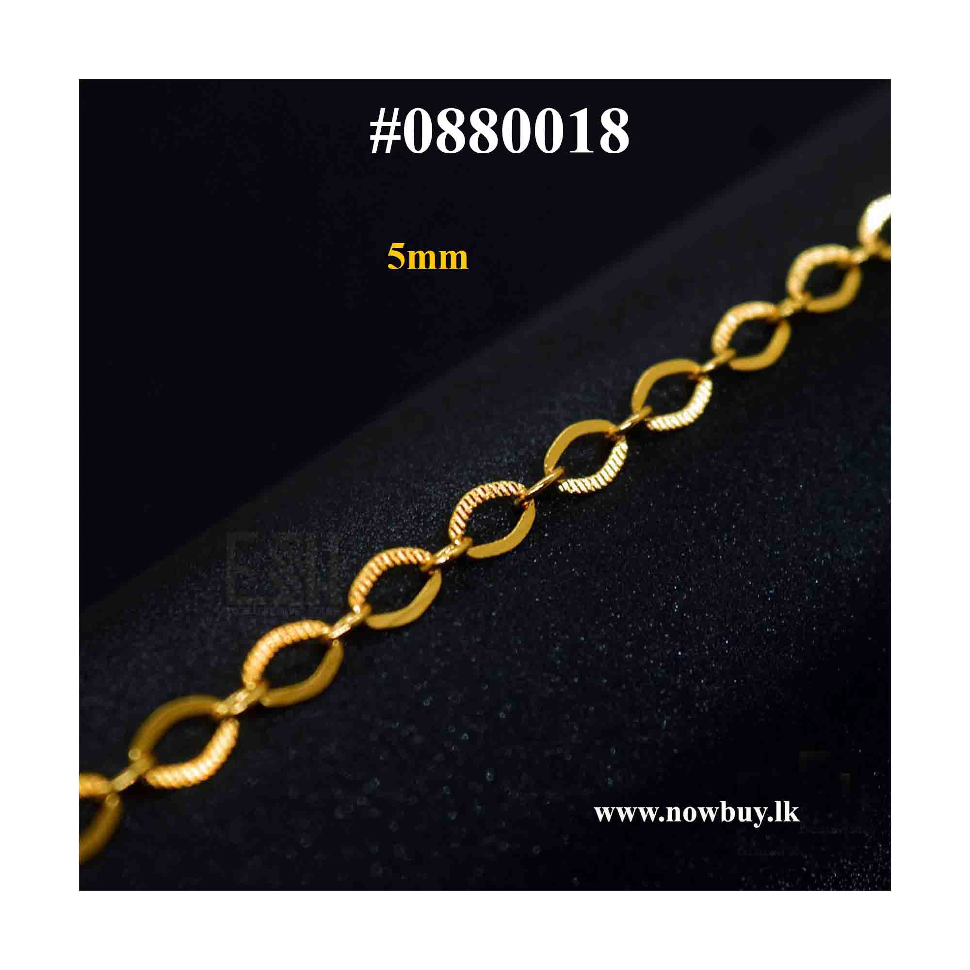 Gold plated 05MM Half Machine Cut Link Bracelet for Ladies (NBLK) – 5mm Bracelets & Bangles NowBuy.lk 2