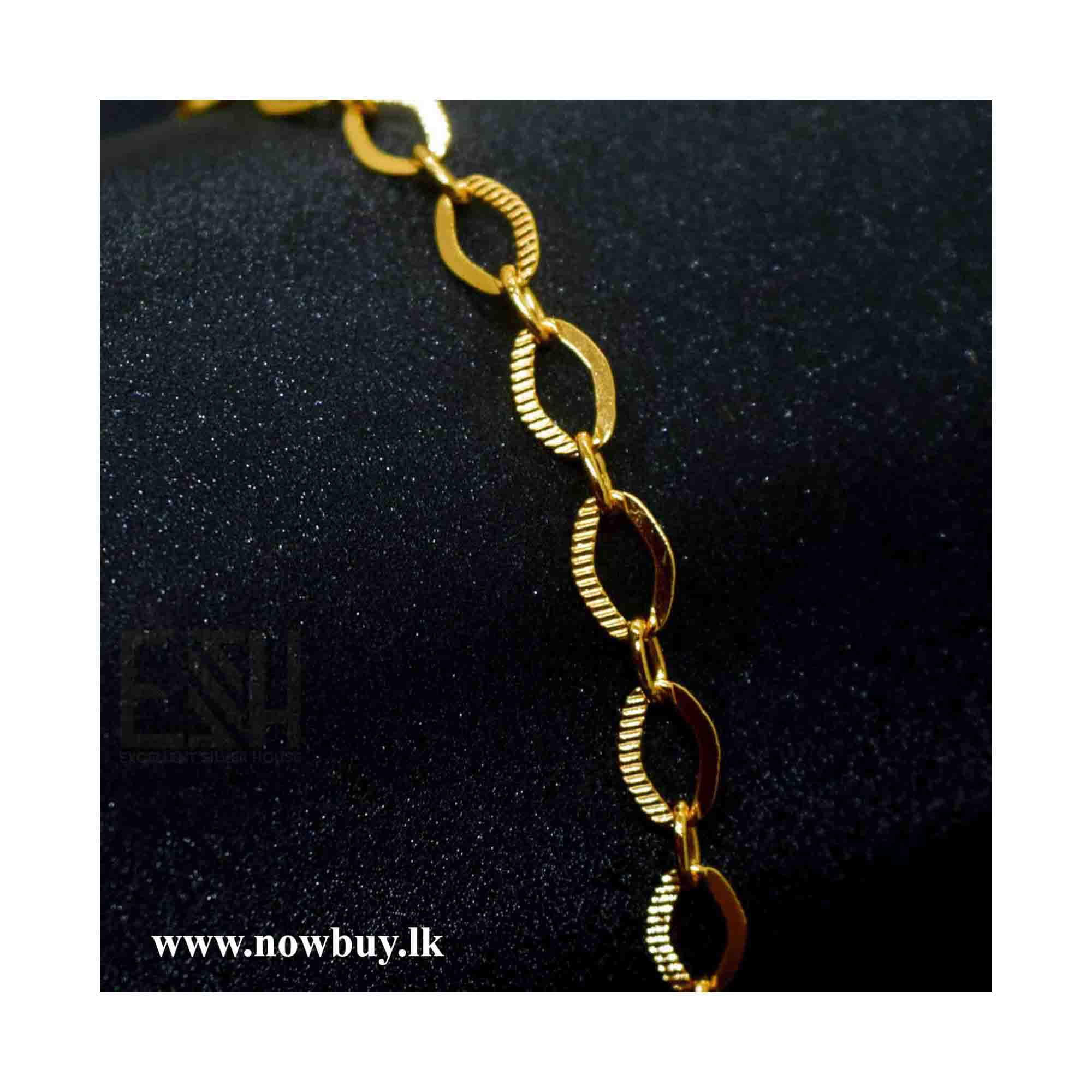 Gold plated 05MM Half Machine Cut Link Bracelet for Ladies (NBLK) – 5mm Bracelets & Bangles NowBuy.lk 4