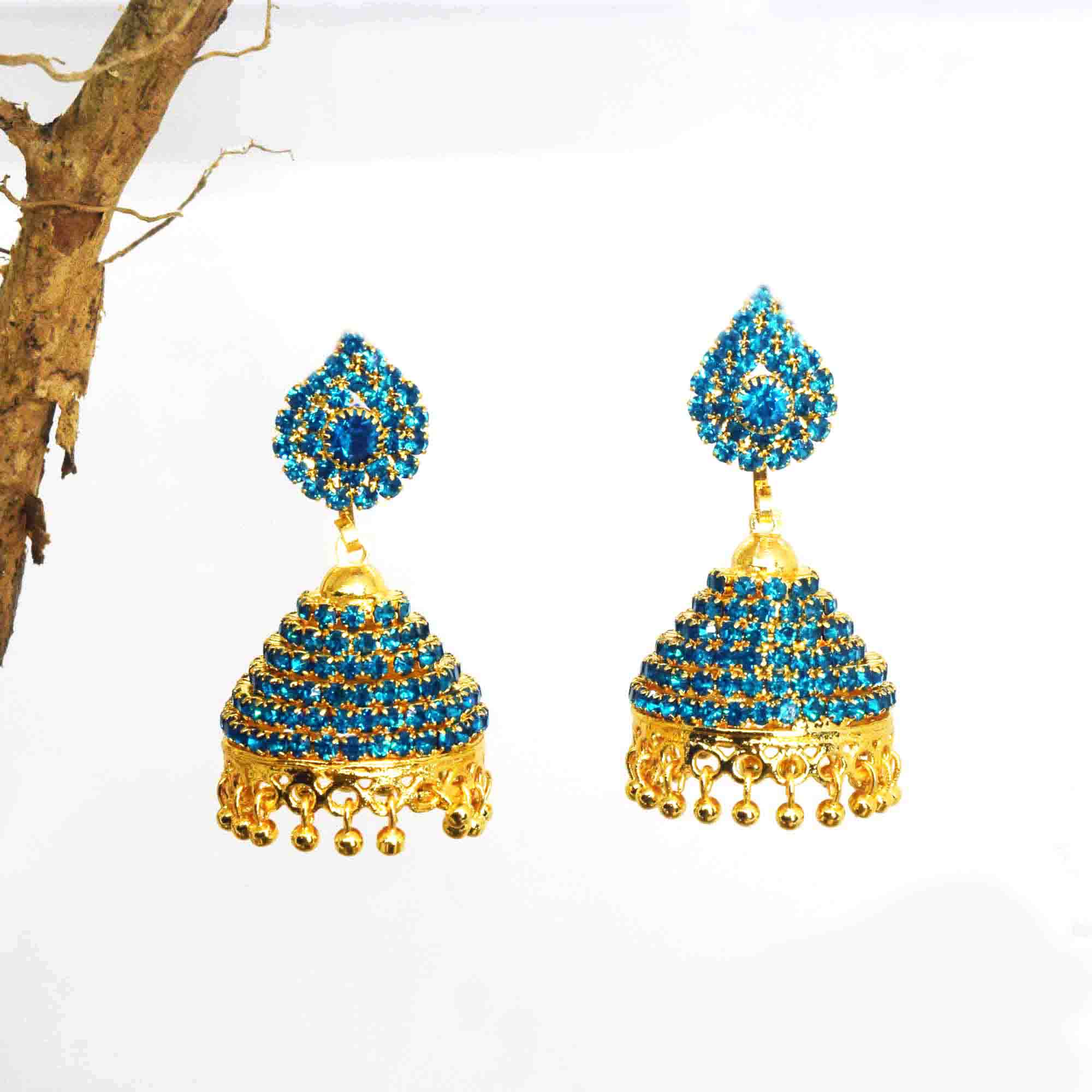 Gold Plated Jimikki Earrings With Fixed Stone Drop earrings NowBuy.lk 3