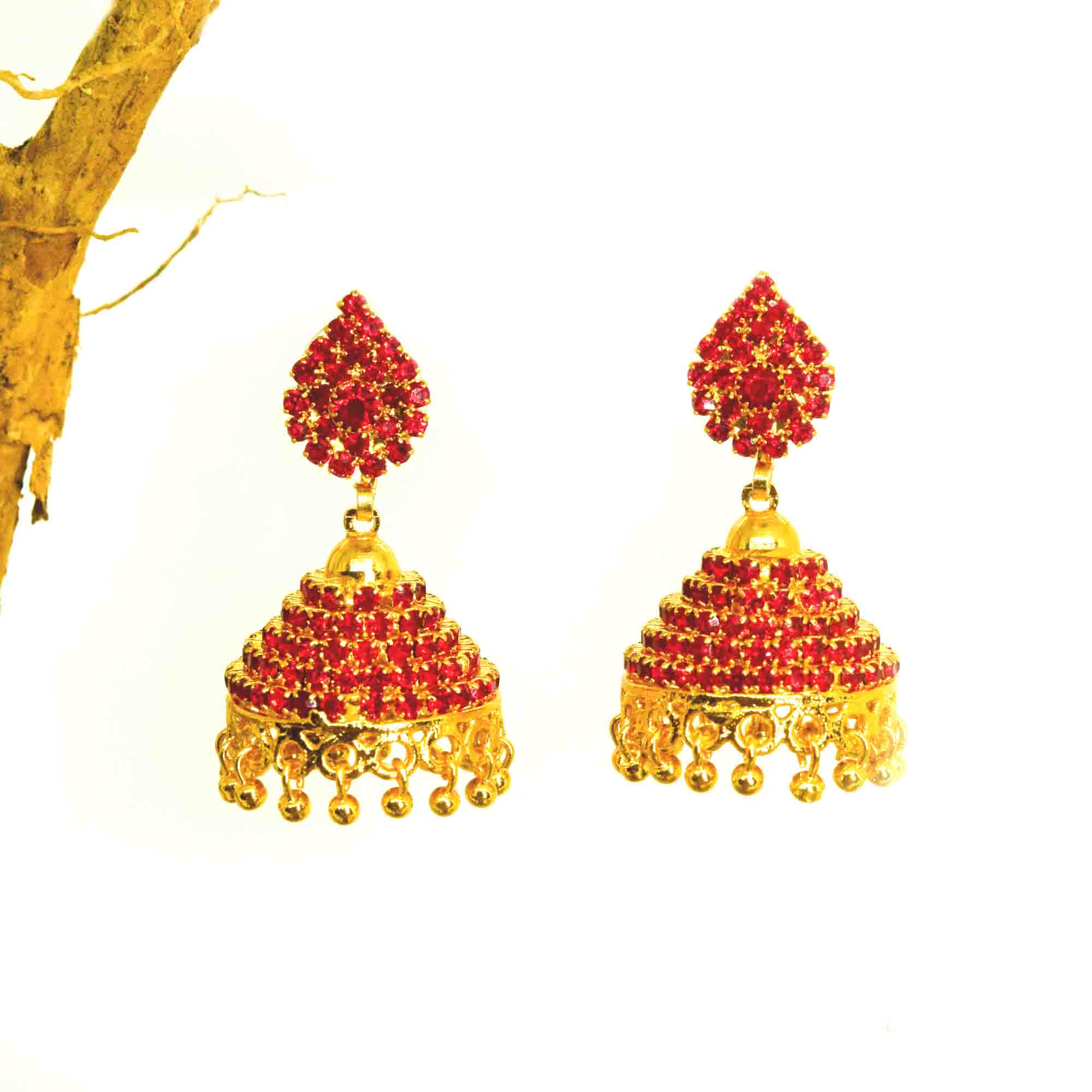 Gold Plated Jimikki Earrings With Fixed Stone Drop earrings NowBuy.lk 4