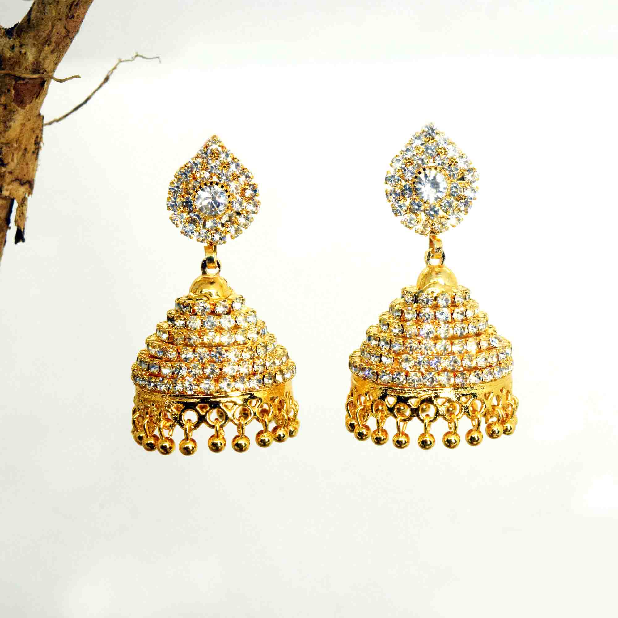 Gold Plated Jimikki Earrings With Fixed Stone Drop earrings NowBuy.lk 5