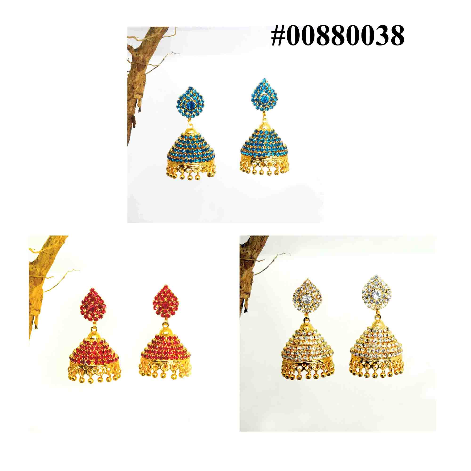 Gold Plated Jimikki Earrings With Fixed Stone Drop earrings NowBuy.lk 2