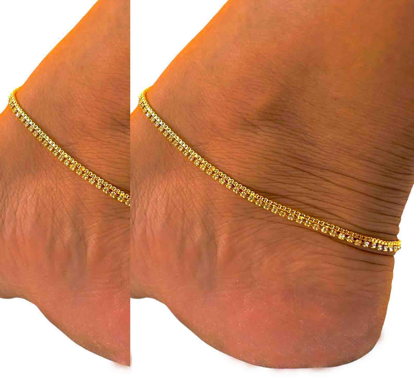 Gold Plated Stone Type Anklet 10″ Chain Kolusu Anklets NowBuy.lk 4
