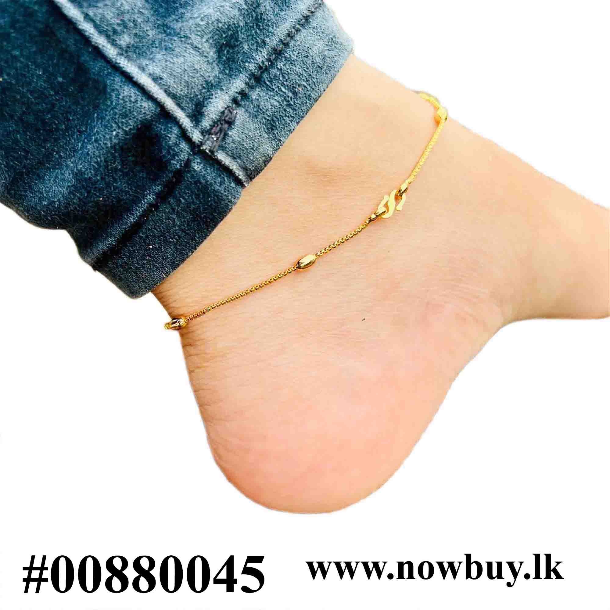 Gold Plated OVAL Type Anklet Box Chain Kolusu Anklets NowBuy.lk 2
