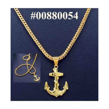 Gold Plated 18″/24″ 3mm FOX chain Anchor pendent Necklaces NowBuy.lk