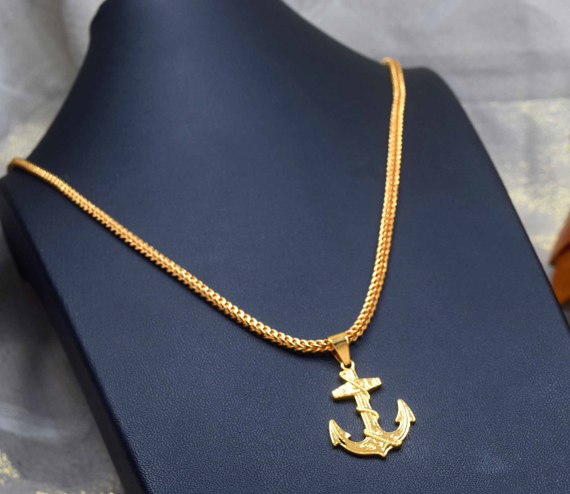 Gold Plated 18″/24″ 3mm FOX chain Anchor pendent Necklaces NowBuy.lk 6