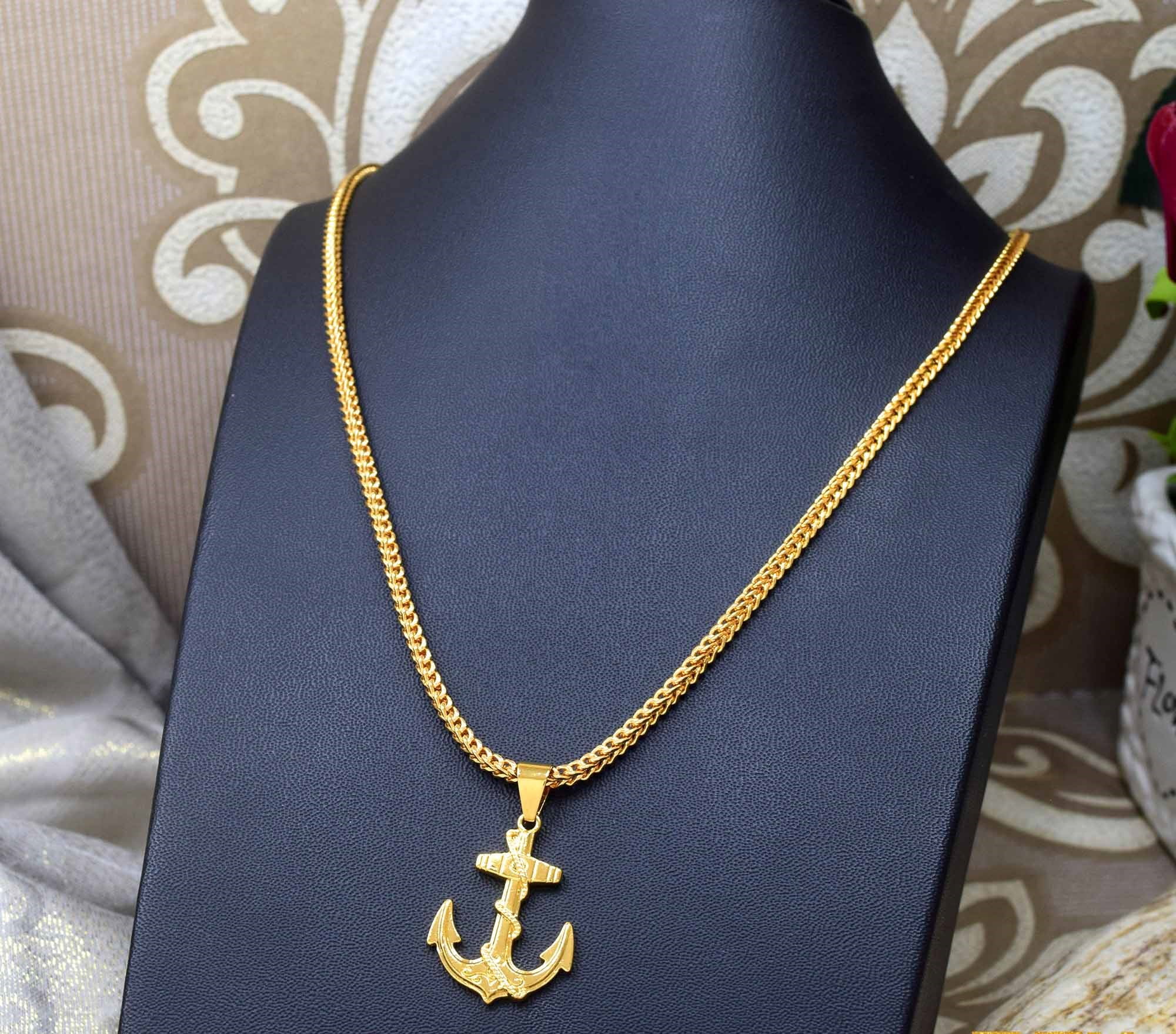 Gold Plated 18″/24″ 3mm FOX chain Anchor pendent Necklaces NowBuy.lk 7