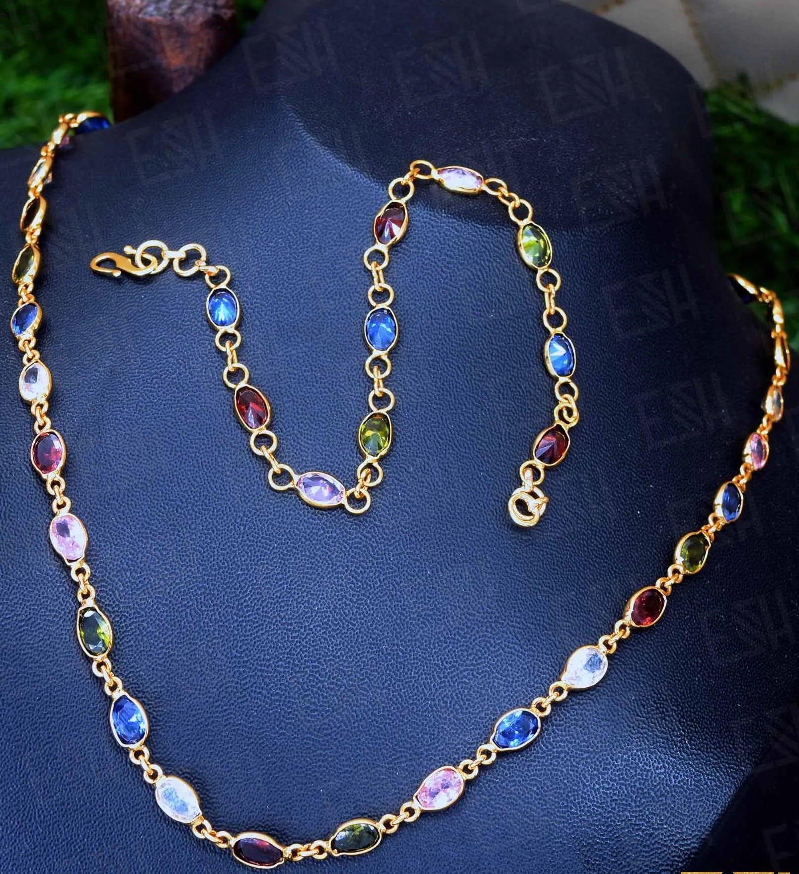 Gold plated Chain Multi Clr Oval Stone, Bracelet Necklaces NowBuy.lk 4