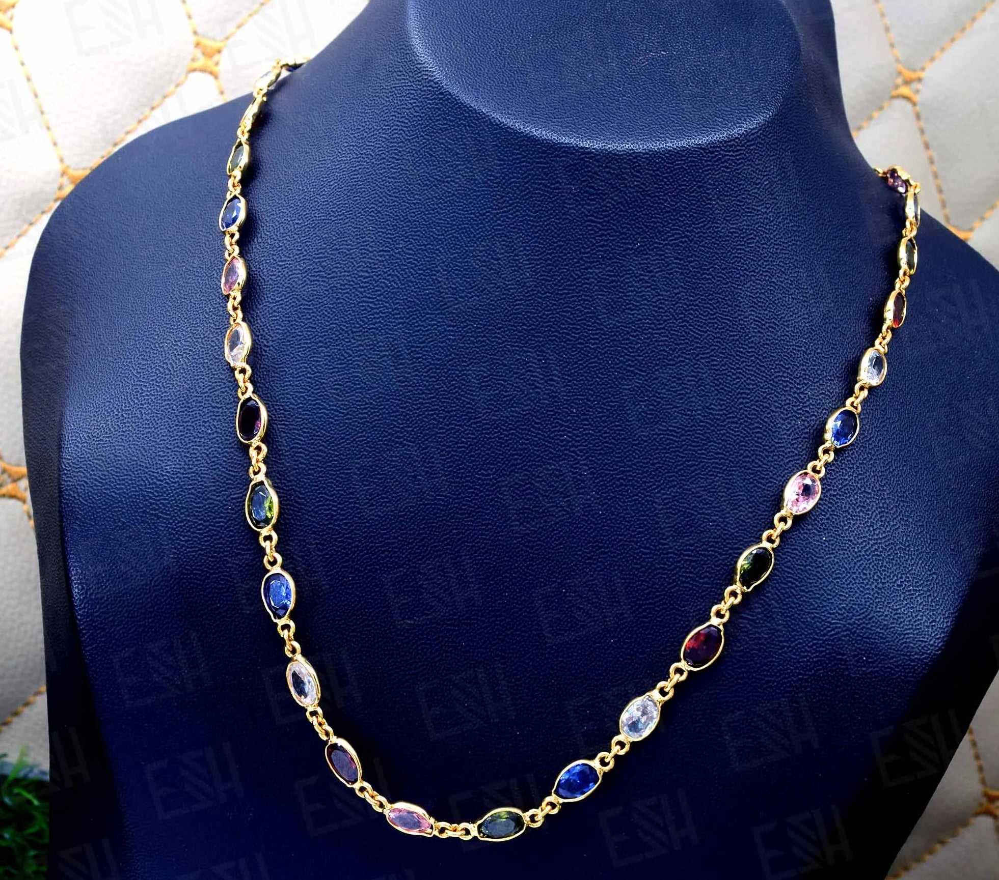 Gold plated Chain Multi Clr Oval Stone, Bracelet Necklaces NowBuy.lk 5
