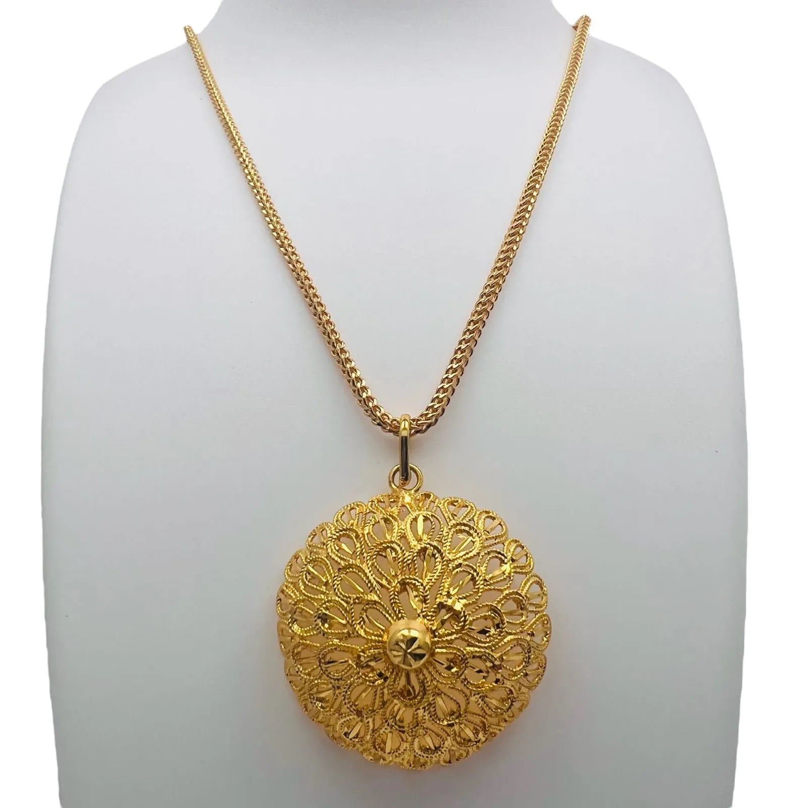 Gold Plated Bridal Sawadi Pendant 3mm Fox Chain Necklaces NowBuy.lk 3