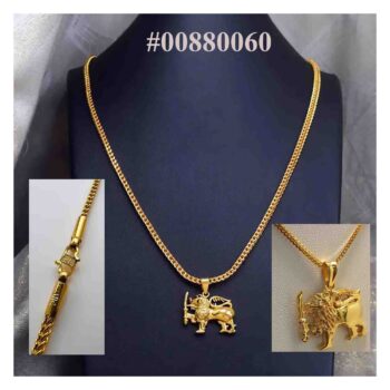 Gold Plated 3mm fox chain SL flag lion pendent Necklaces NowBuy.lk