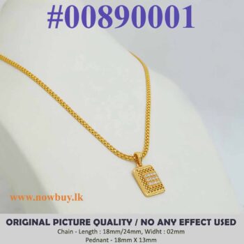 Gold Plated 02mm Bismark Chain with Box Pendant Necklaces NowBuy.lk