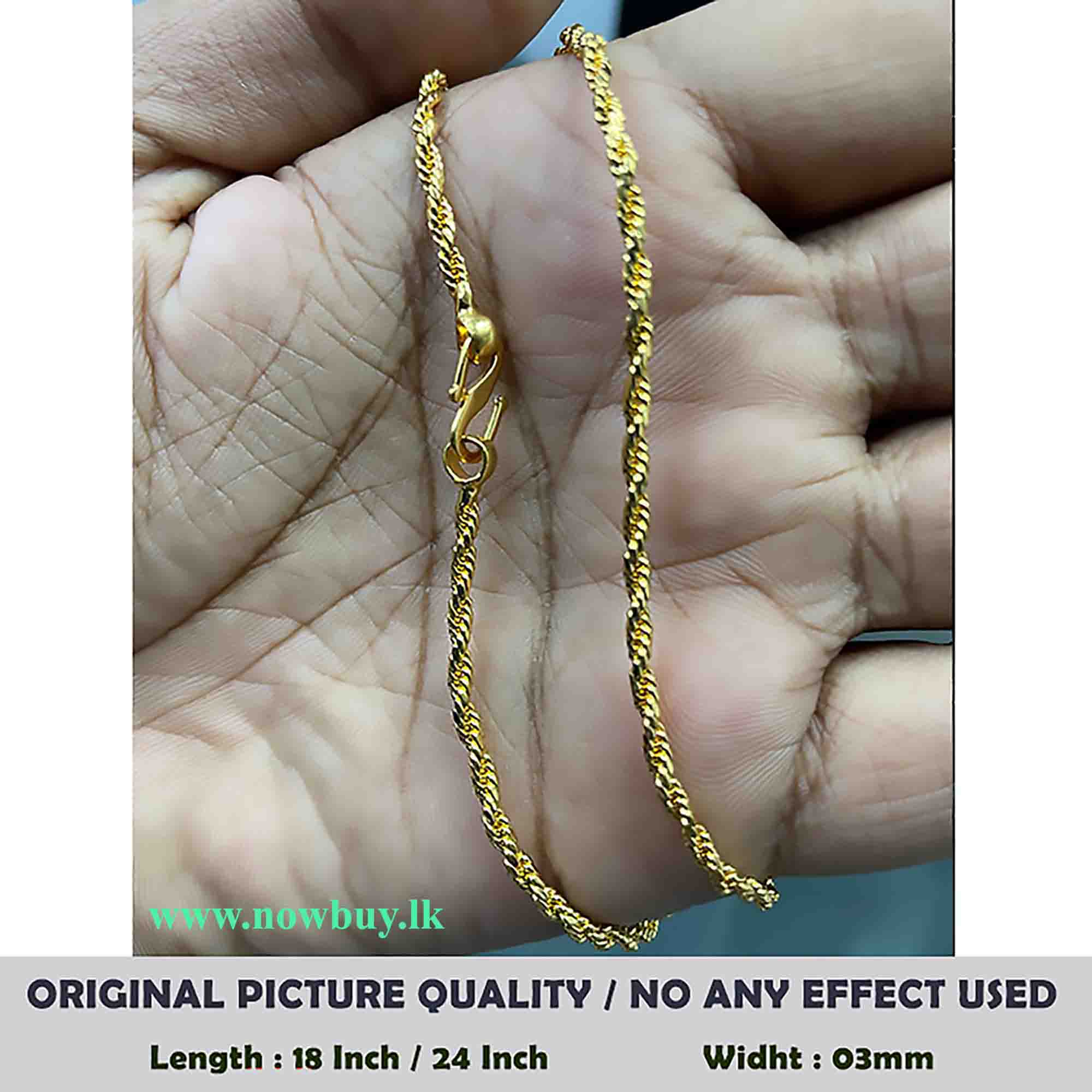 Gold Plated 02mm Rope Chain 18/24 Inch (NBLK) Necklaces NowBuy.lk 3