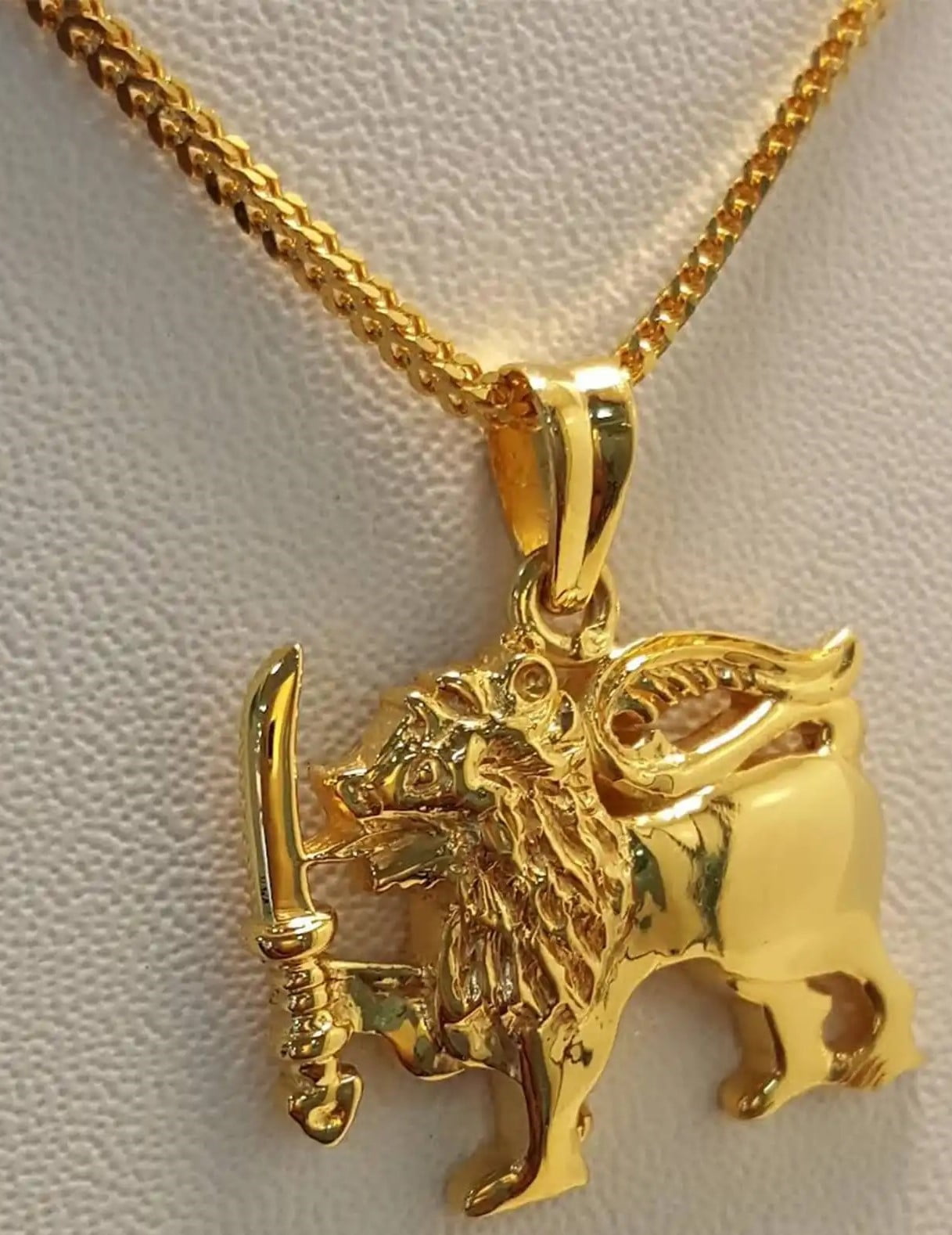 Gold Plated 3mm fox chain SL flag lion pendent Necklaces NowBuy.lk 4