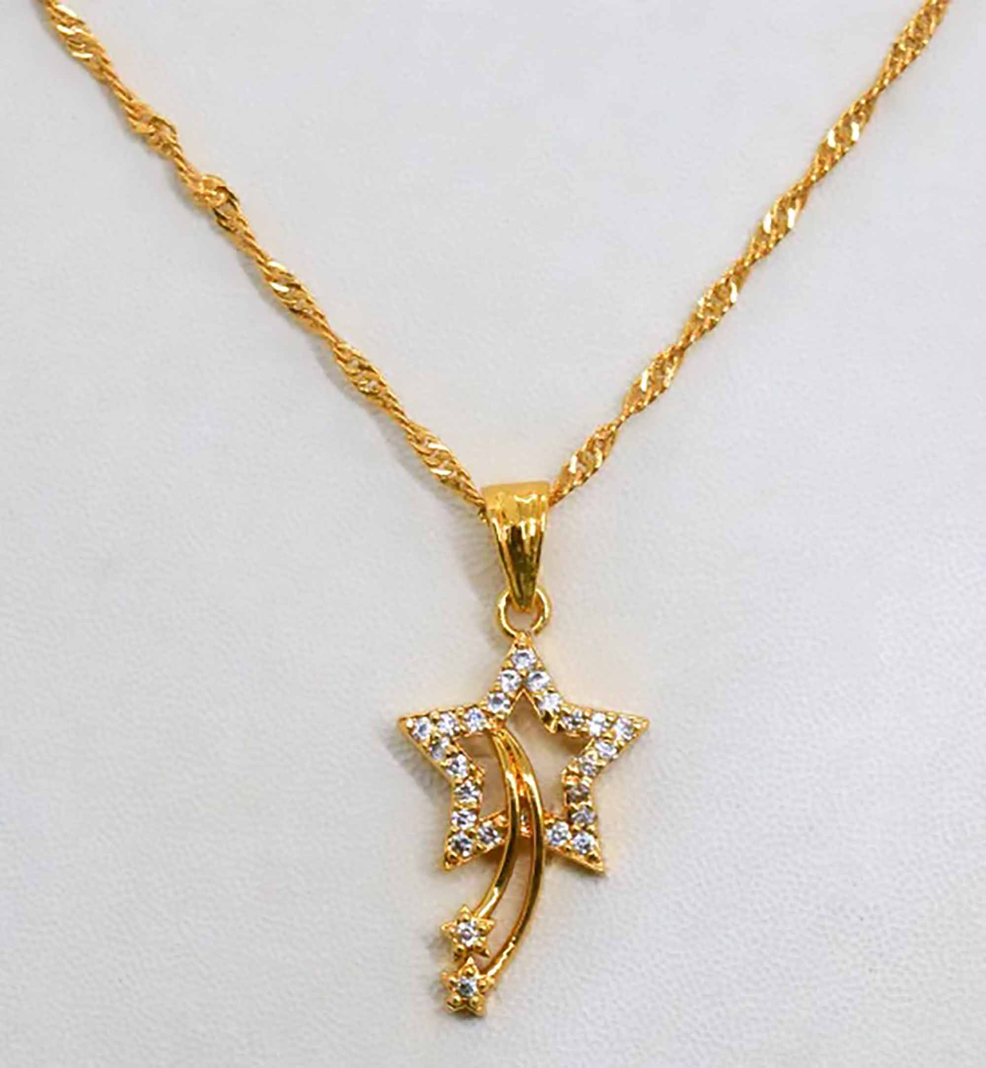 Gold plated 1.5mm Thin Karali Chain Stone Pendant Necklaces NowBuy.lk 3
