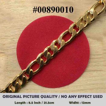 Gold Plated Big 12mm Lara Bracelet 4 Men (NBLK) Bracelets & Bangles NowBuy.lk