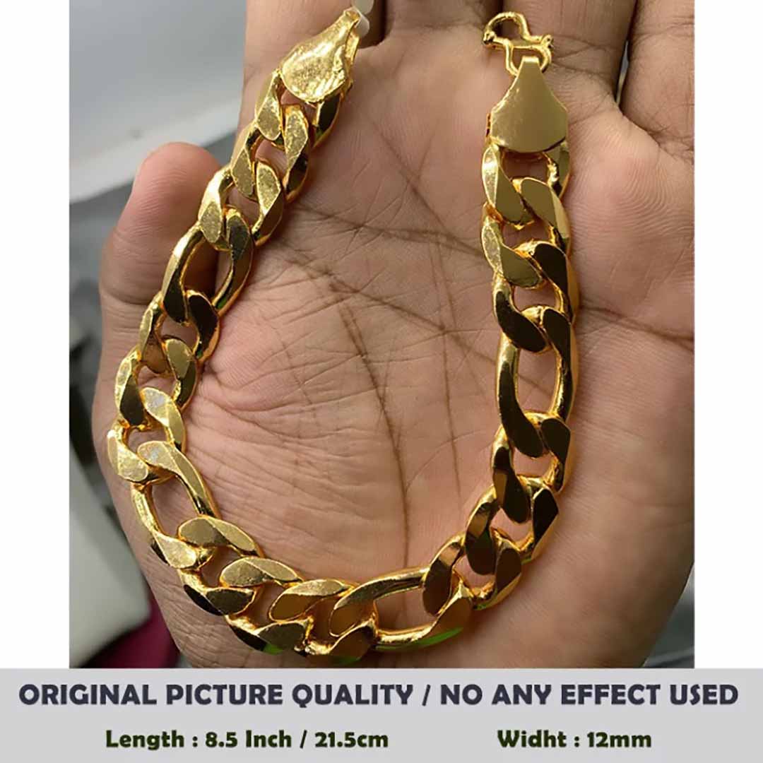 Gold Plated Big 12mm Lara Bracelet 4 Men (NBLK) Bracelets & Bangles NowBuy.lk 3